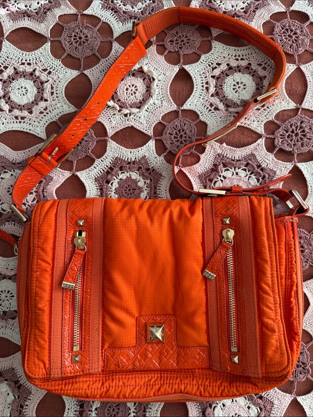 L.A.M.B Y2K Orange Crossbody Flap Bag